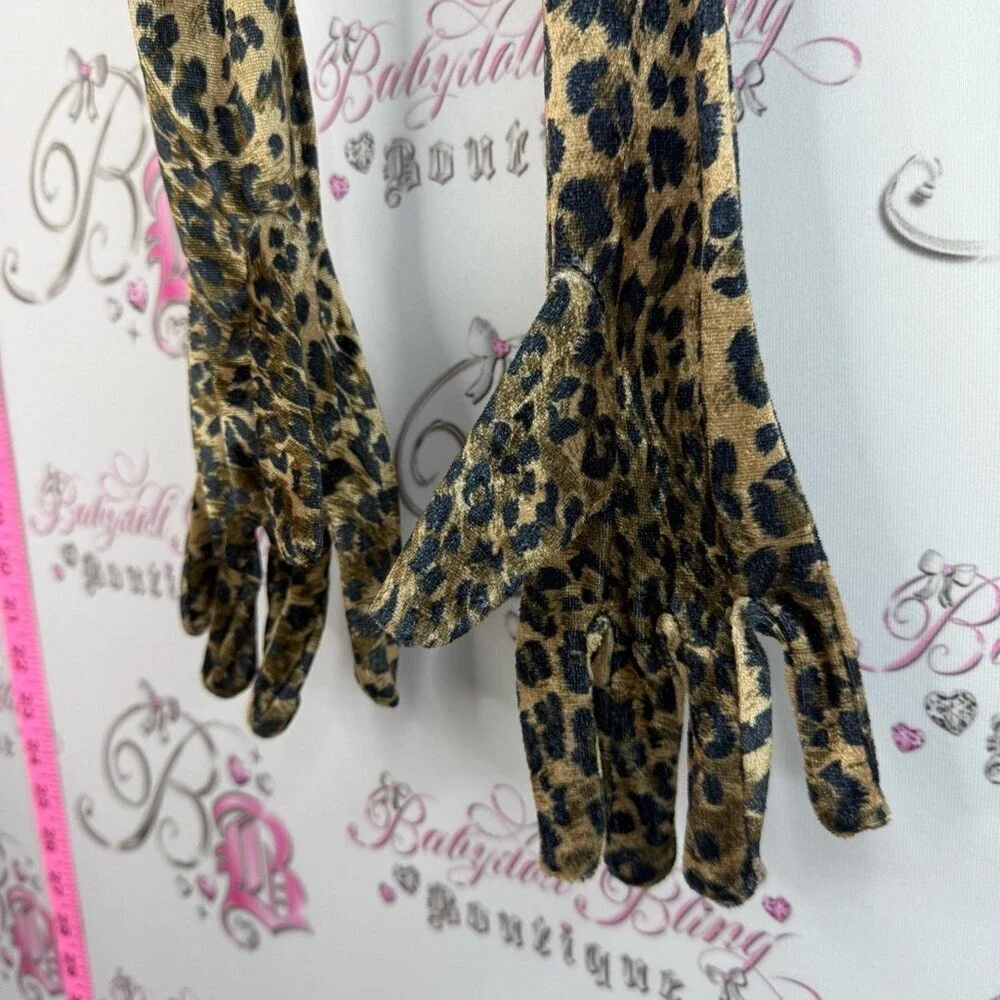Fun world Gloves Leopard Print Long Gloves - Brown Animal Print Women's Gloves